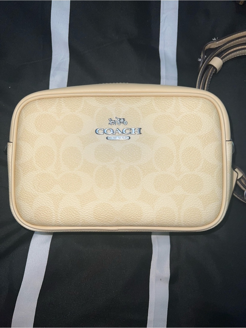 **Updated-Coach Mini Jamie Signature Crossbody (modified) Bag in Hay w/Web Strap
